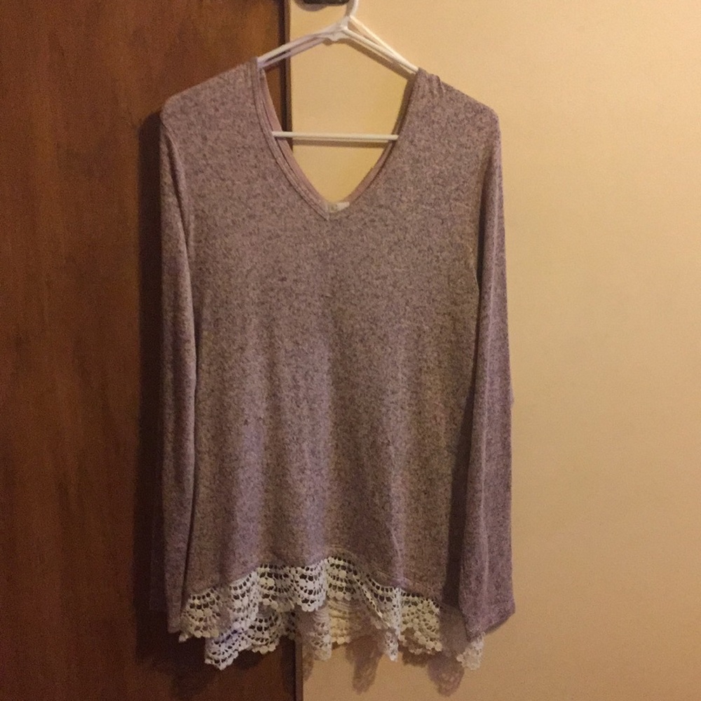 Light weight knit top (rose and black)